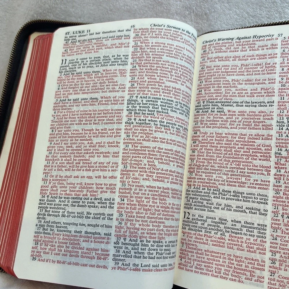 Vintage Holy Bible KJV Red Letter Concordance zipper‎ cover black